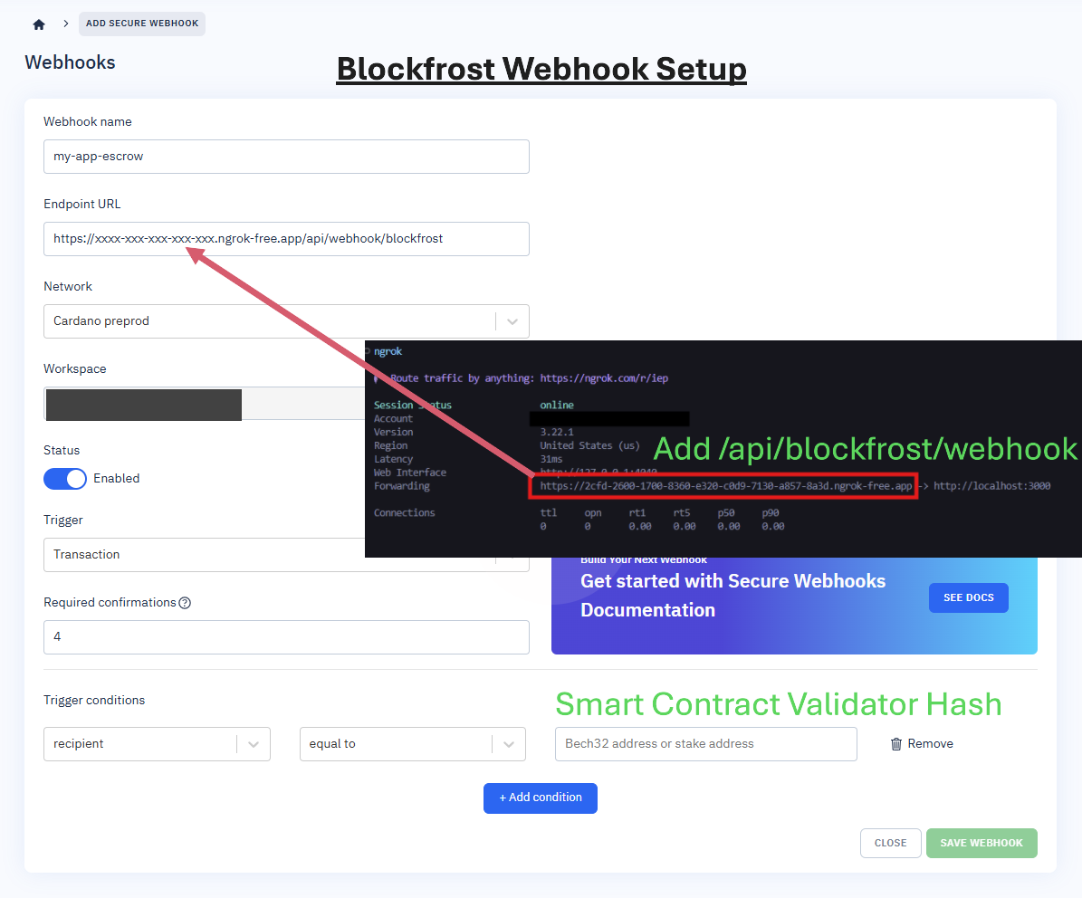 Blockfrost Webhook Configuration Interface